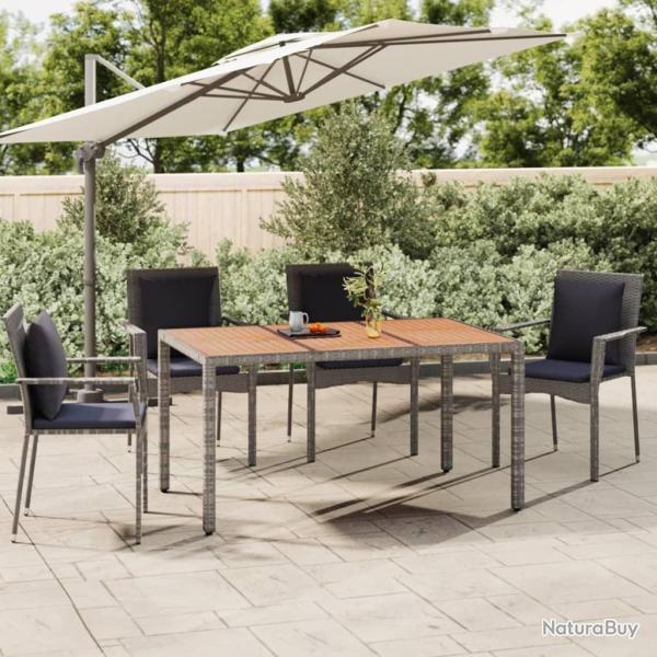 Table de jardin et dessus en bois Gris R�sine tress�e et acacia