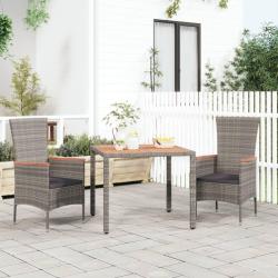 Table de jardin et dessus en bois Gris R&eacute;sine tress&eacute;e et acacia