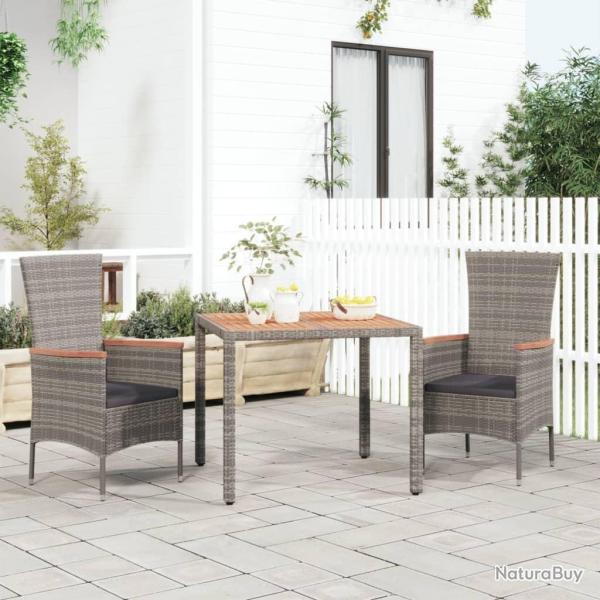 Table de jardin et dessus en bois Gris R�sine tress�e et acacia