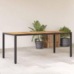 Table de jardin et dessus en bois d'acacia noir r&eacute;sine tress&eacute;e