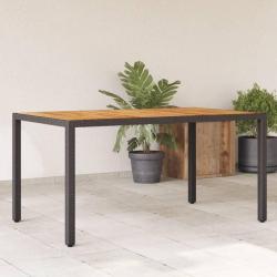 Table de jardin et dessus en bois d'acacia noir r&eacute;sine tress&eacute;e