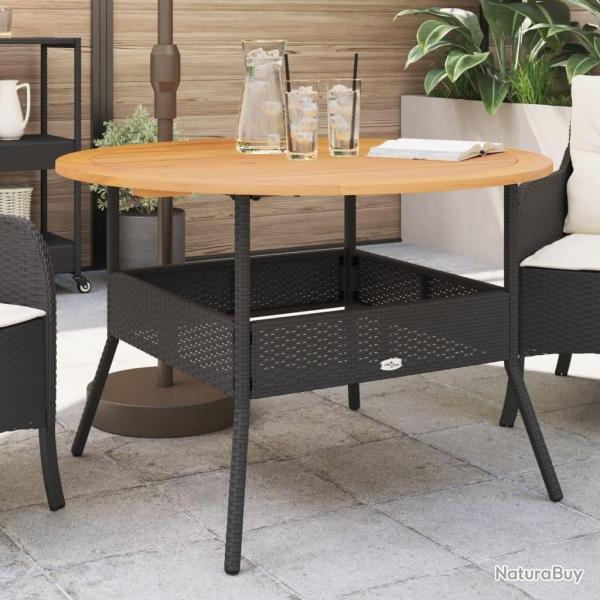 Table de jardin et dessus en bois d'acacia noir rsine tresse alsavelo