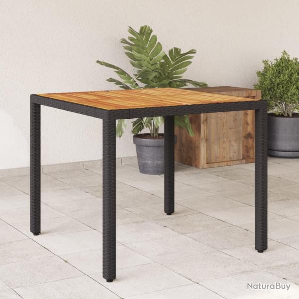 Table de jardin et dessus en bois d'acacia noir r�sine tress�e