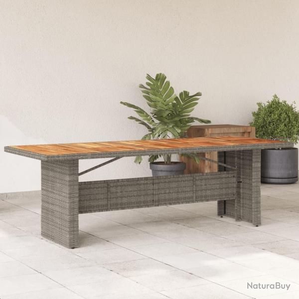 Table de jardin et dessus en bois d'acacia gris r�sine tress�e