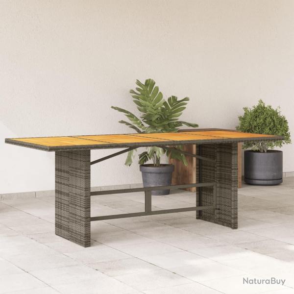 Table de jardin et dessus en bois d'acacia gris r�sine tress�e