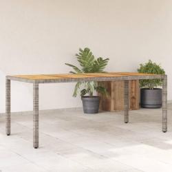 Table de jardin et dessus en bois d'acacia gris r&eacute;sine tress&eacute;e