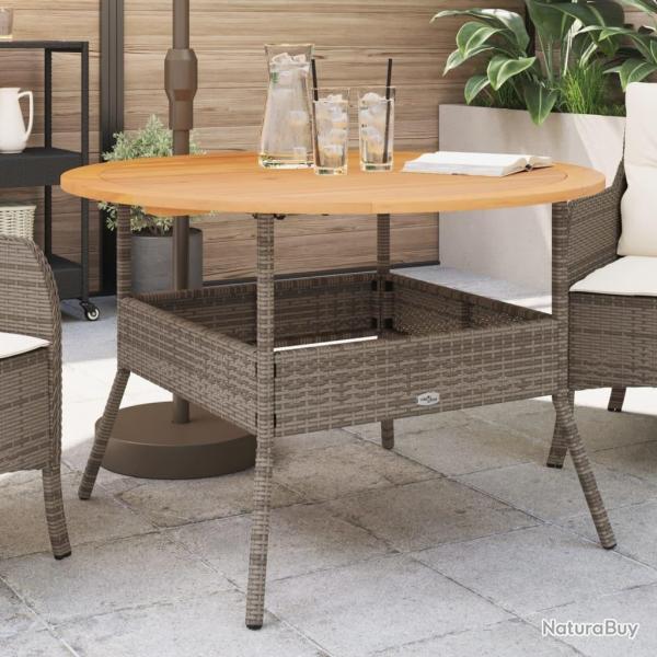 Table de jardin et dessus en bois d'acacia gris r�sine tress�e