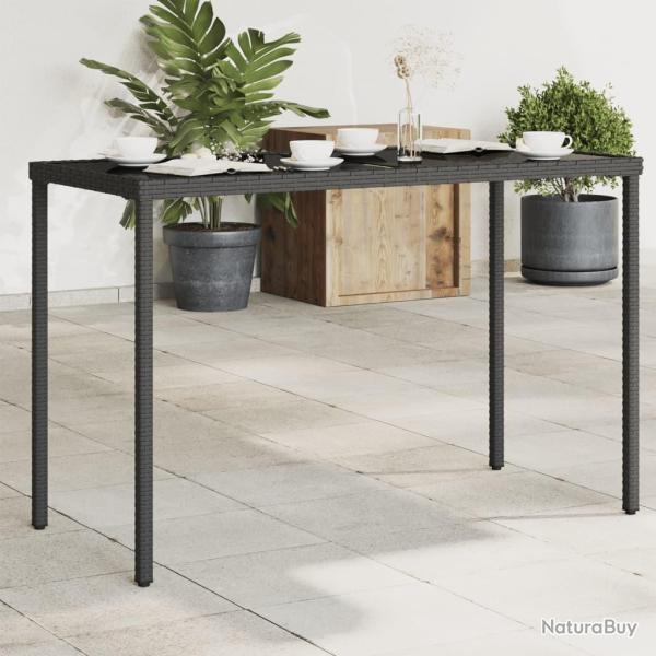 Table de jardin dessus en verre noir 115x54x74cm r�sine tress�e