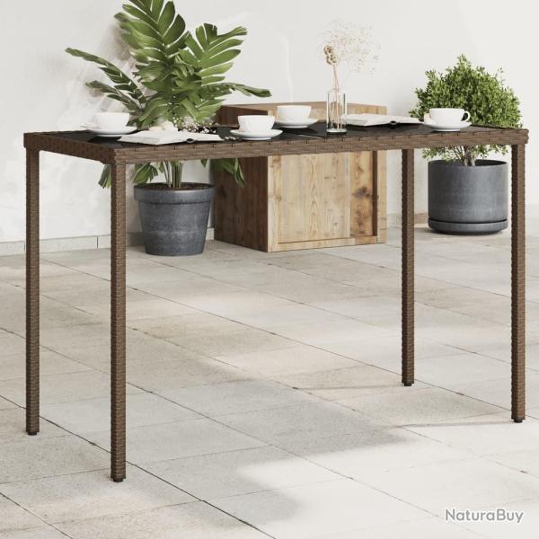 Table de jardin dessus en verre marron 115x54x74 cm poly rotin alsavelo