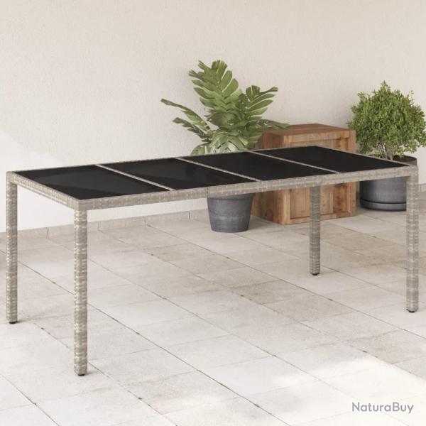 Table de jardin dessus en verre gris clair r�sine tress�e