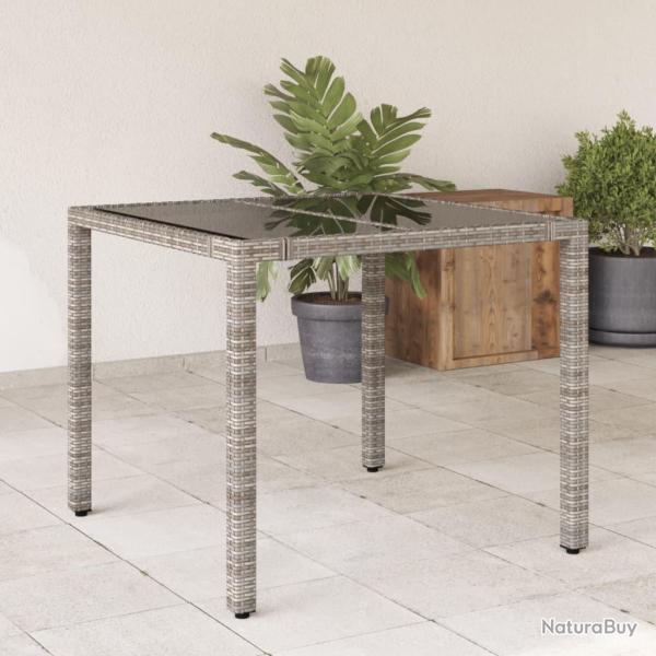 Table de jardin dessus en verre Gris 90x90x75 cm Rsine tresse alsavelo
