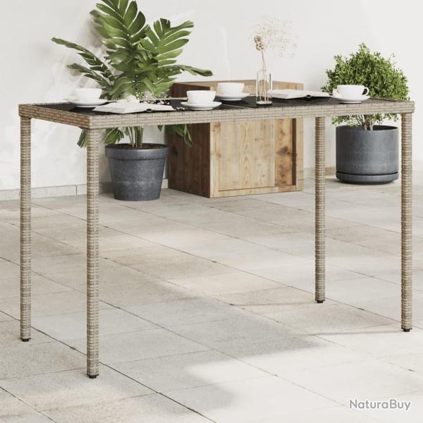 Table de jardin dessus en verre gris 115x54x74cm r�sine tress�e