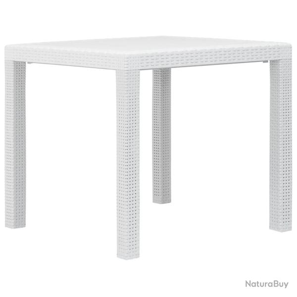 Table de jardin Blanc 79x79x72 cm Plastique Aspect de rotin