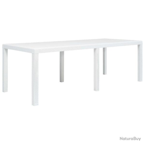 Table de jardin Blanc 220x90x72 cm Plastique Aspect de rotin alsavelo