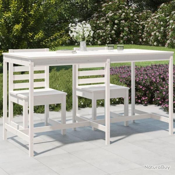 Table de jardin blanc 203,5x90x110 cm bois massif de pin alsavelo