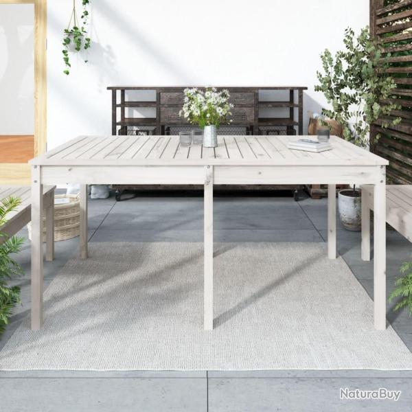 Table de jardin blanc 159,5x82,5x76 cm bois massif de pin alsavelo