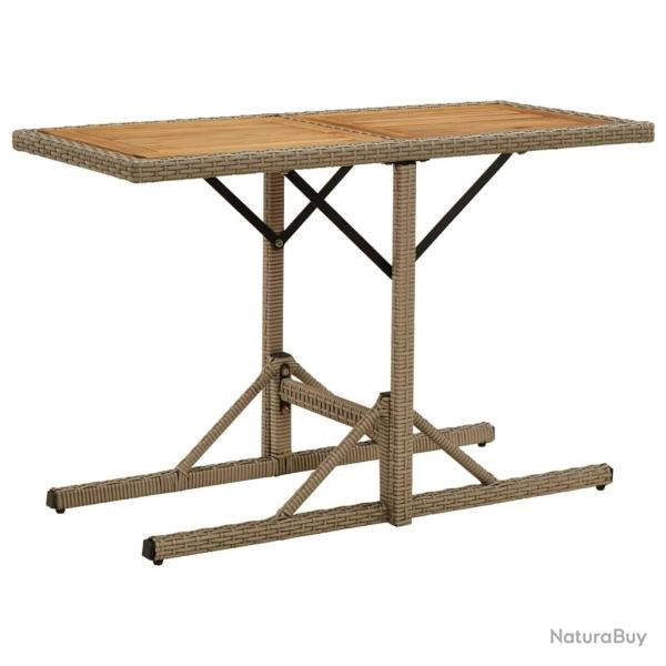 Table de jardin Beige Bois massif d'acacia et poly rotin alsavelo