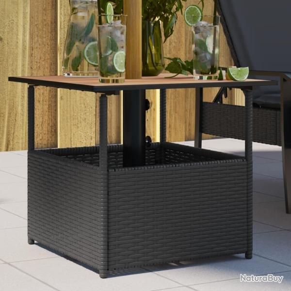 Table de jardin avec trou de parasol noir r�sine tress�e