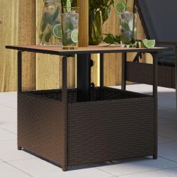 Table de jardin avec trou de parasol marron r&eacute;sine tress&eacute;e