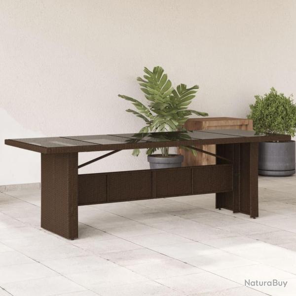 Table de jardin avec dessus en verre marron r�sine tress�e