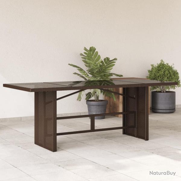 Table de jardin avec dessus en verre marron r�sine tress�e