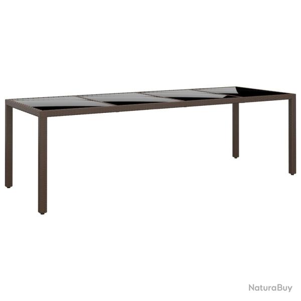 Table de jardin avec dessus en verre marron r�sine tress�e