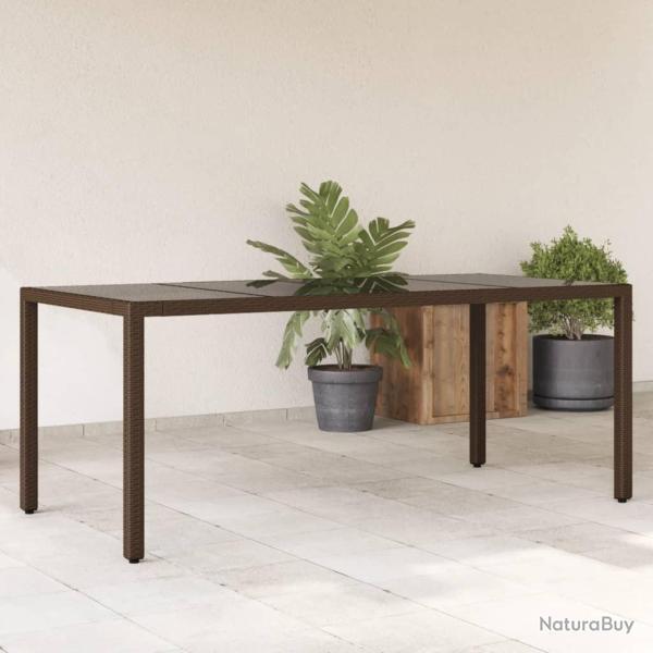 Table de jardin avec dessus en verre marron r�sine tress�e