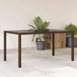 Table de jardin avec dessus en verre marron r&eacute;sine tress&eacute;e