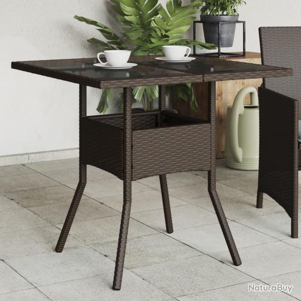 Table de jardin avec dessus en verre marron r�sine tress�e alsavelo