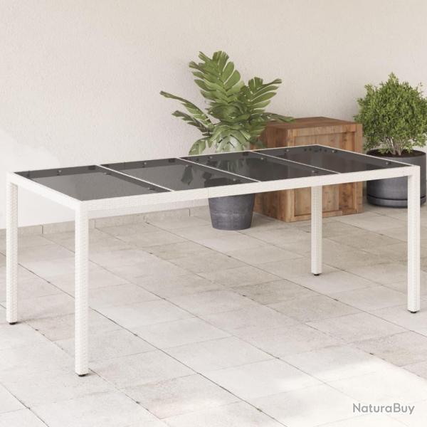 Table de jardin avec dessus en verre blanc rsine tresse alsavelo