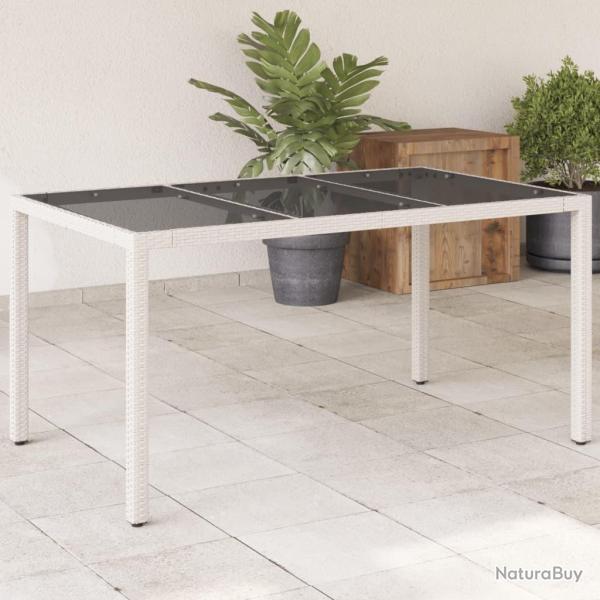 Table de jardin avec dessus en verre blanc r�sine tress�e