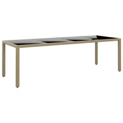 Table de jardin avec dessus en verre beige r&eacute;sine tress&eacute;e