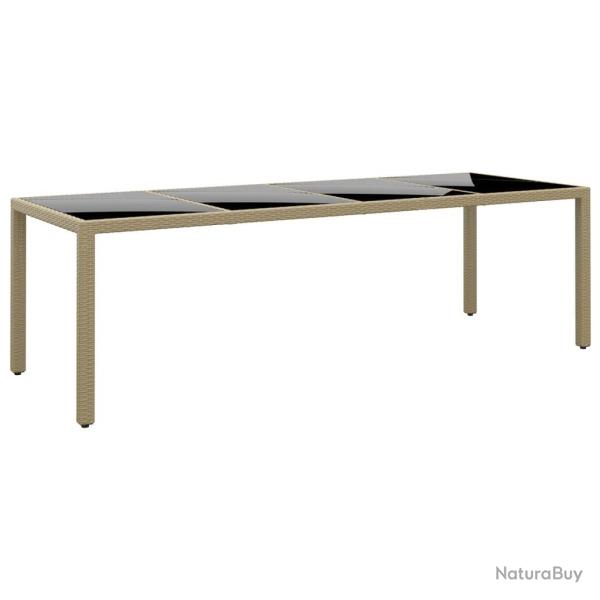Table de jardin avec dessus en verre beige r�sine tress�e
