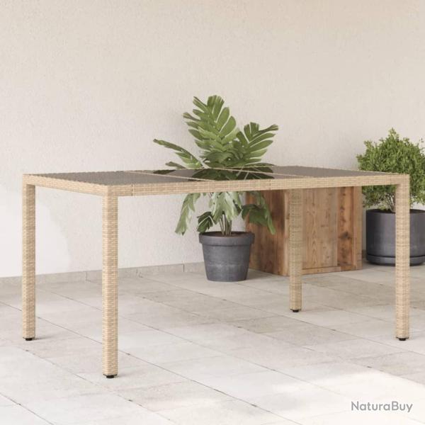 Table de jardin avec dessus en verre beige rsine tresse alsavelo