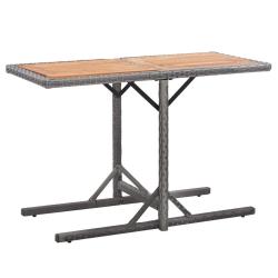 Table de jardin Anthracite R&eacute;sine tress&eacute;e et bois d'acacia
