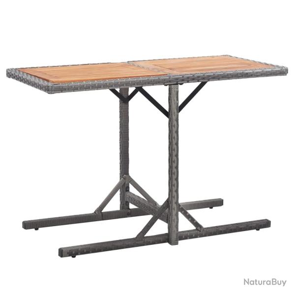 Table de jardin Anthracite R�sine tress�e et bois d'acacia alsavelo