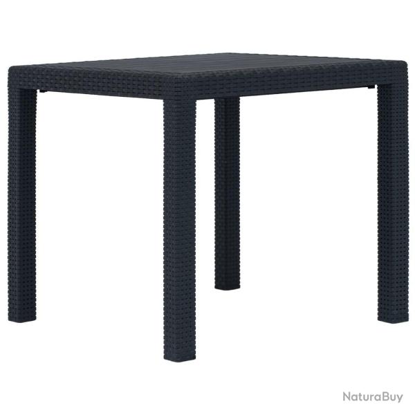 Table de jardin Anthracite 79x79x72cm Plastique Aspect de rotin