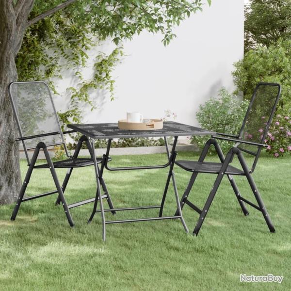 Table de jardin 80x80x72 cm Maille mtallique Anthracite alsavelo