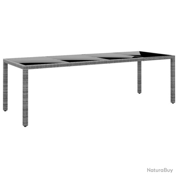 Table de jardin 250x100x75 cm Verre tremp et Rsine tresse alsavelo