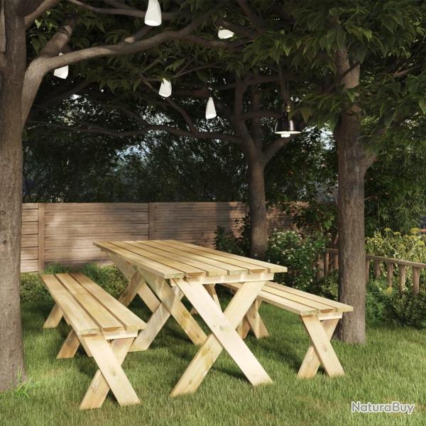 Table de jardin 220x73x70 cm Bois de pin imprgn alsavelo