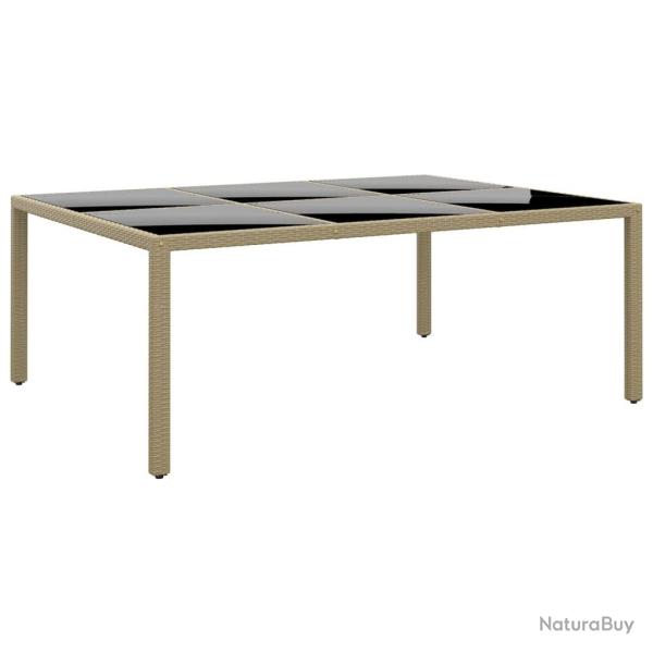 Table de jardin 200x150x75 cm Verre tremp�/r�sine tress�e Beige alsavelo