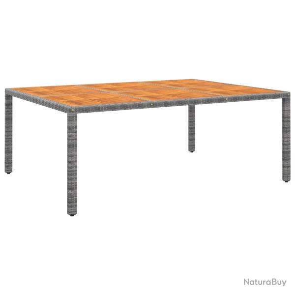 Table de jardin 200x150x75 cm Acacia et r�sine tress�e Gris alsavelo
