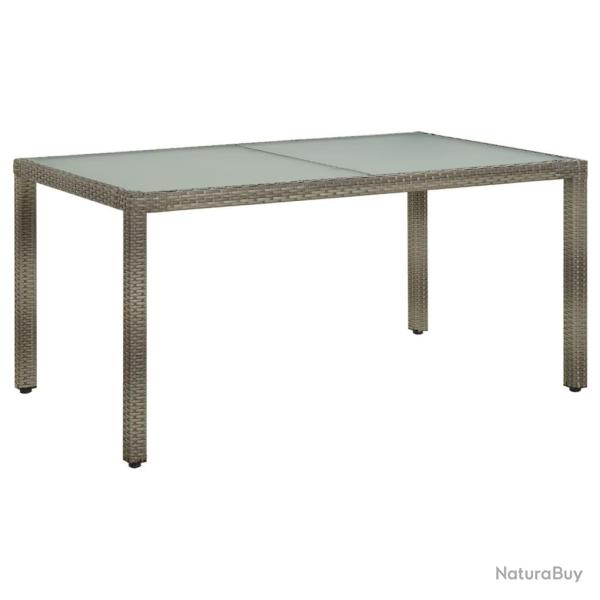 Table de jardin 150x90x75 cm Verre tremp et poly rotin Gris alsavelo