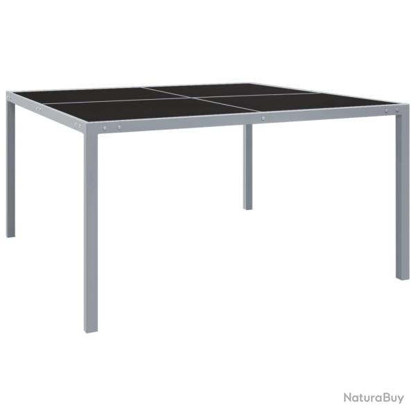 Table de jardin 130x130x72 cm Gris Acier et verre alsavelo