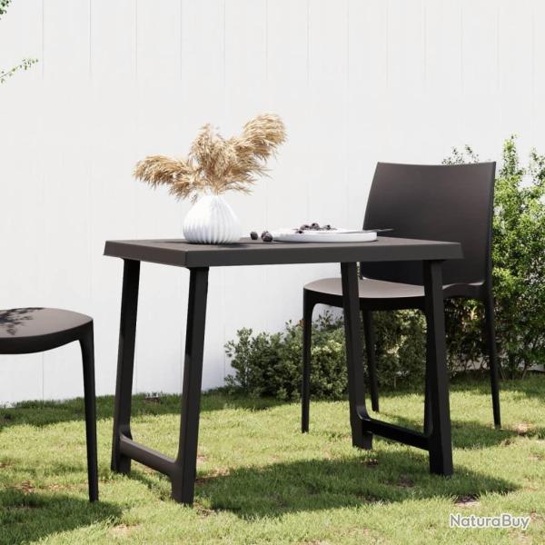 Table de camping anthracite 79x56x64 cm PP aspect de bois alsavelo