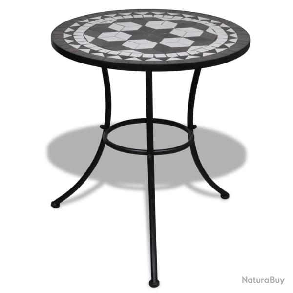 Table de bistro Noir et blanc 60 cm Mosaque alsavelo