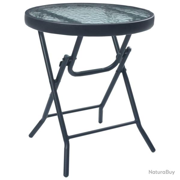 Table de bistro Noir 40x46 cm Acier et verre alsavelo