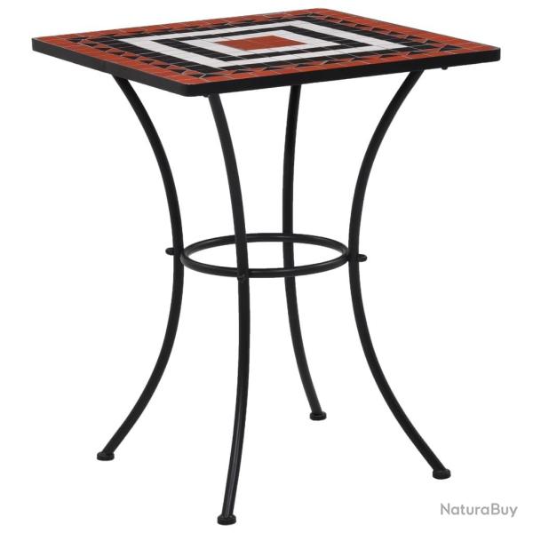 Table de bistro mosaque Terre cuite et blanc 60 cm Cramique alsavelo