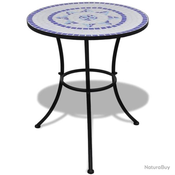 Table de bistro Bleu et blanc 60 cm Mosaque alsavelo