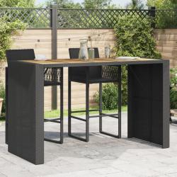 Table de bar de jardin et dessus en bois acacia r&eacute;sine tress&eacute;e